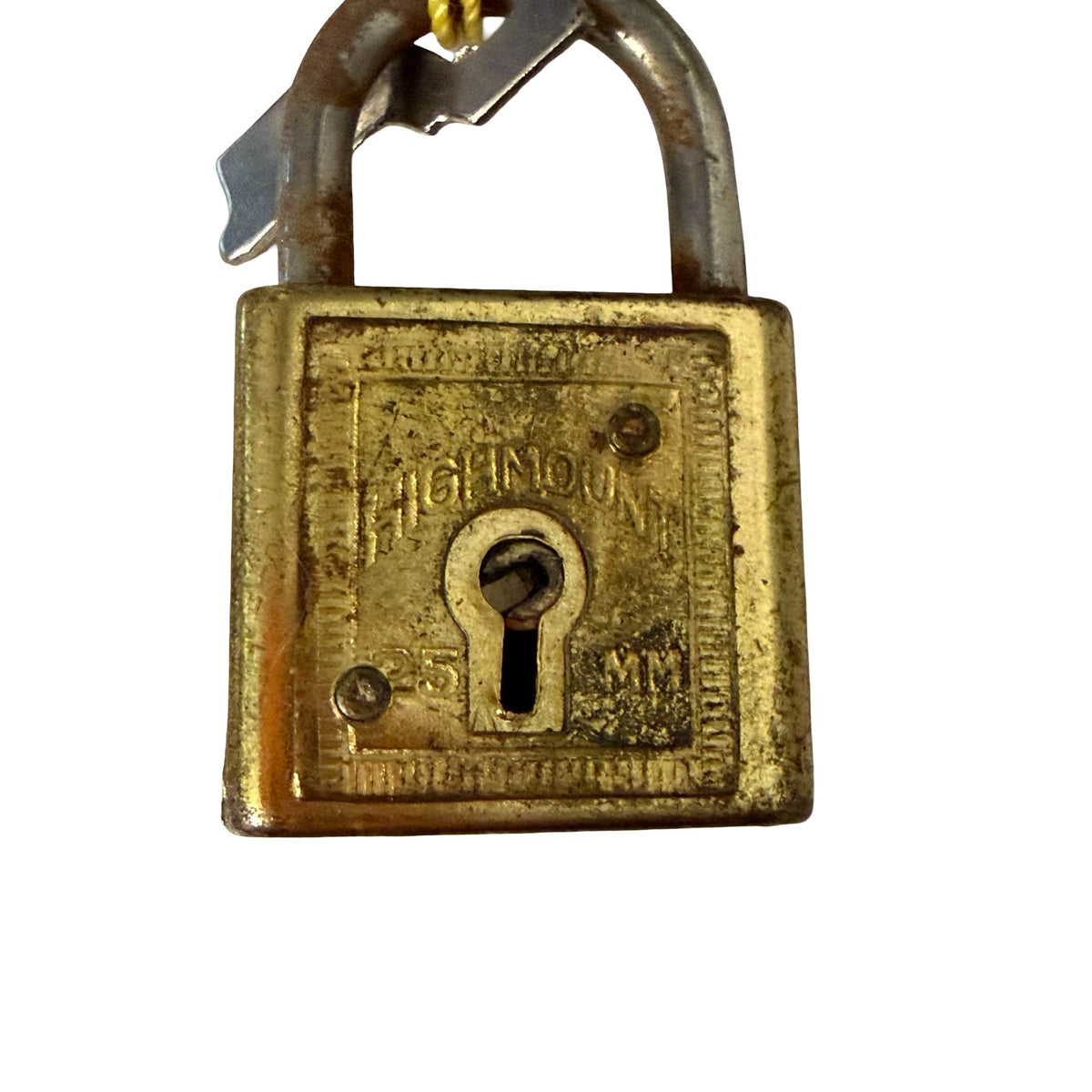 Vintage Highmount 25mm Mini Padlock Japan with 2 Keys Brass Tone Luggage Lock