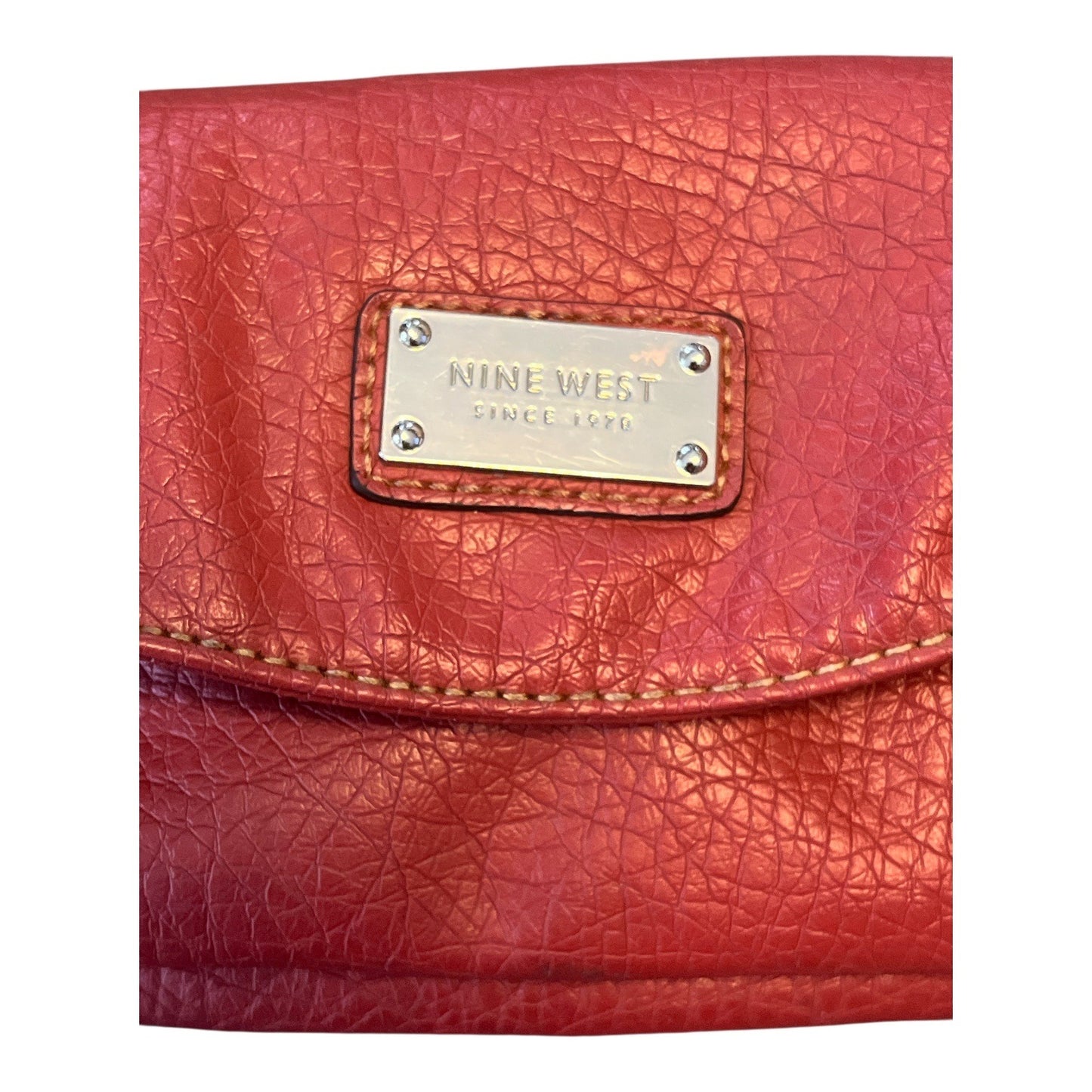 Nine West Red Faux Leather Crossbody Wristlet – Convertible Bag with Chain Strap – 5.5 x 8.5" 2010s
