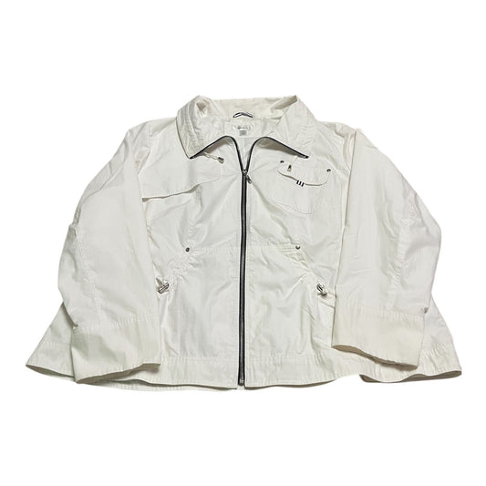 Dressbarn Woman White Utility Jacket – Size 18/20 – Cotton Nylon Blend, Full Zip, Adjustable Waist – Appears Unused