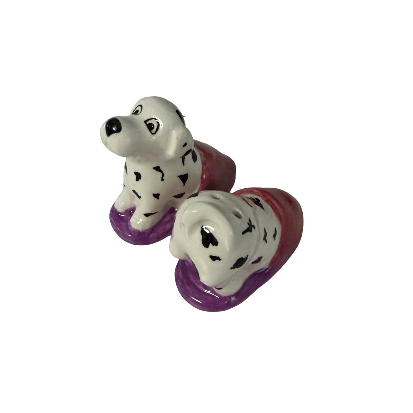 Clay Art Mini Dalmatian Puppies in Slippers Salt & Pepper Shakers with Box 1994