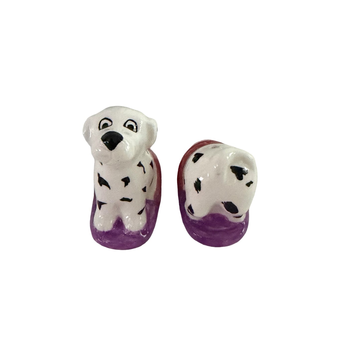 Clay Art Mini Dalmatian Puppies in Slippers Salt & Pepper Shakers with Box 1994