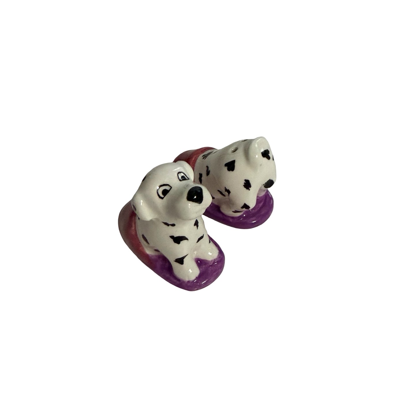Clay Art Mini Dalmatian Puppies in Slippers Salt & Pepper Shakers with Box 1994