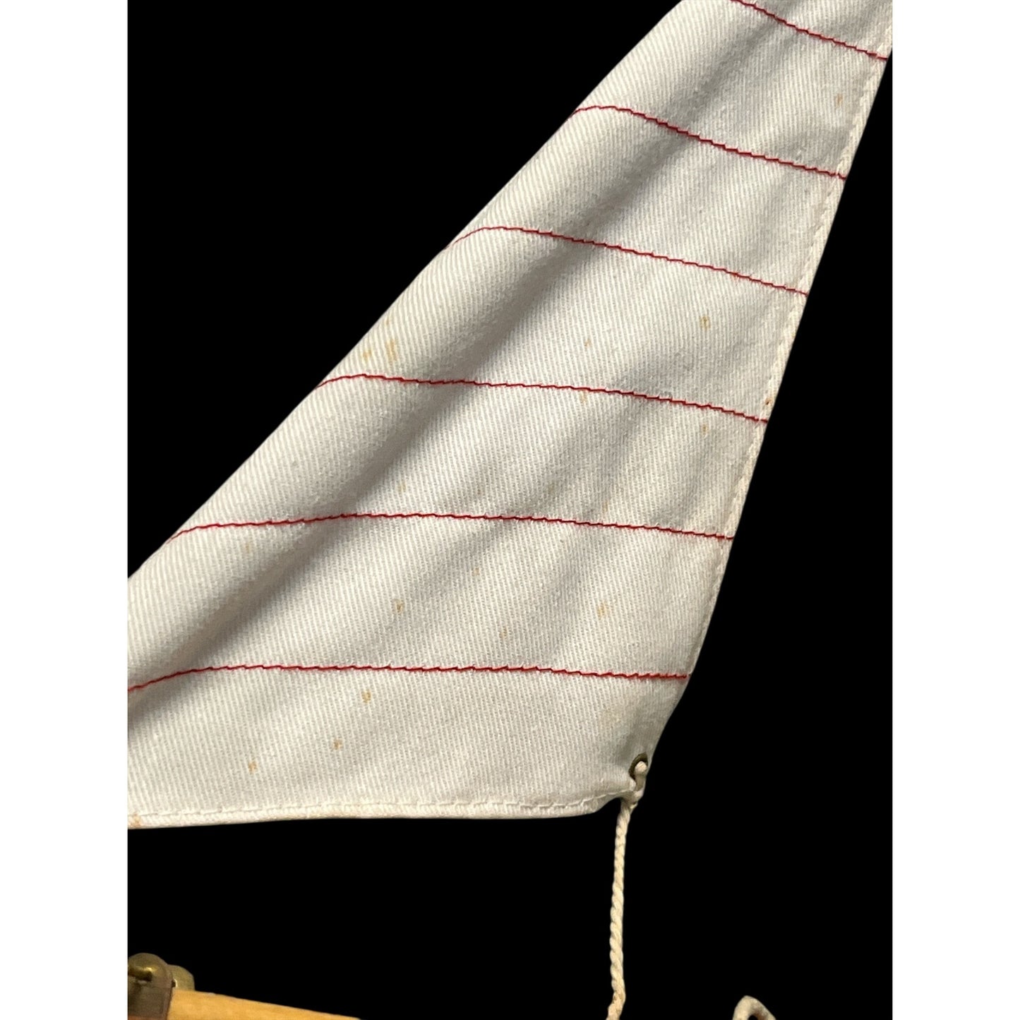 VTG Bermuda Storm Wooden Sailboat Model Bosun Boats Red White Sails Nautical Decor 18”