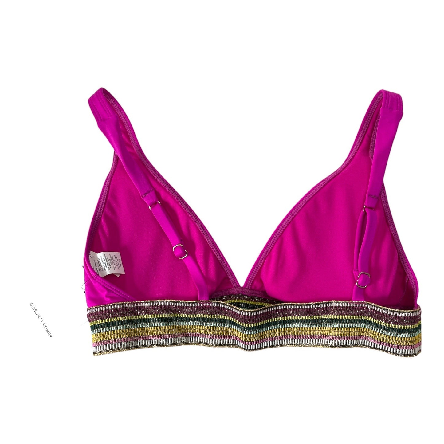 Gibson Latimer Bikini Top Size L Fuchsia Pink Metallic Band NWT