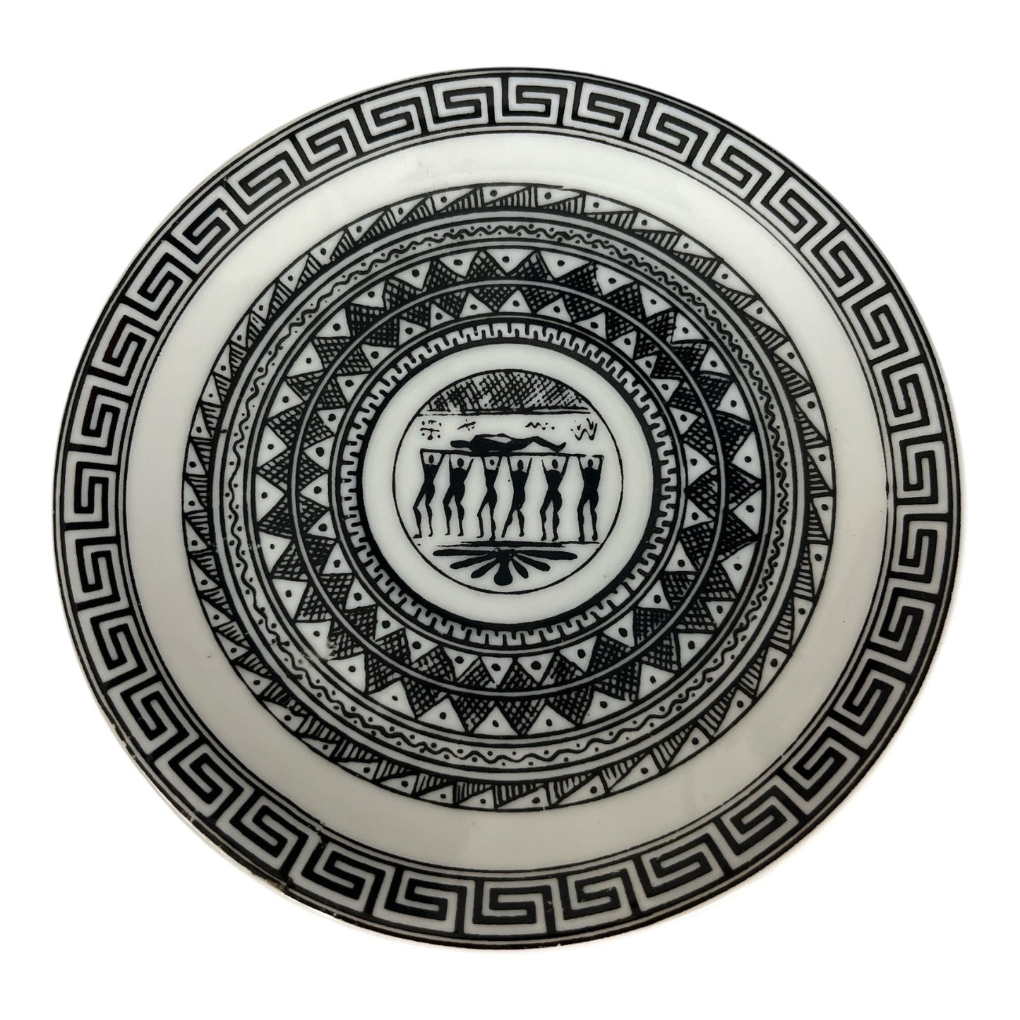 Vintage Robbia Greece Black & White Porcelain Cups & Saucers
