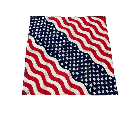 Vintage 1980s American Flag Patriotic Cotton Bandana Made in USA Red White Blue 20x20