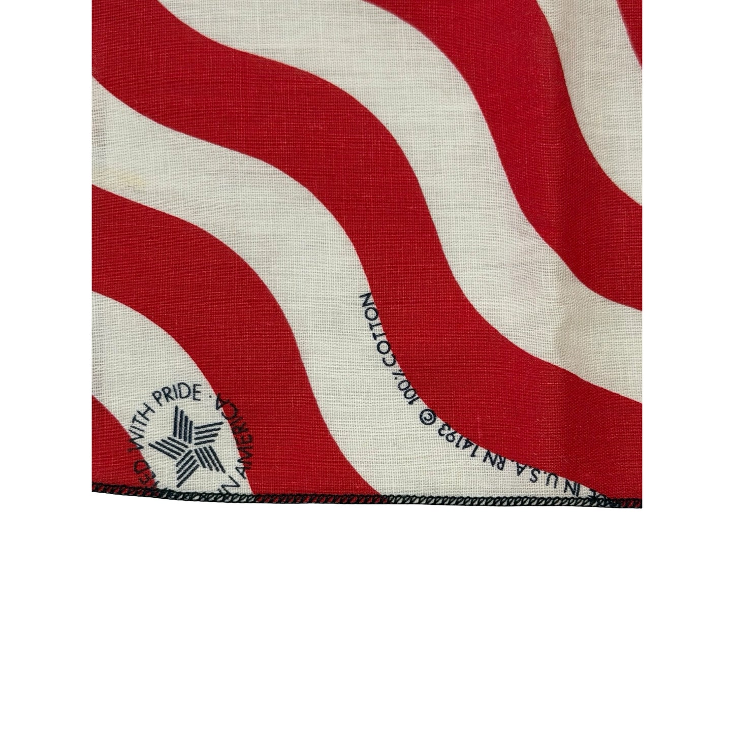 Vintage 1980s American Flag Patriotic Cotton Bandana Made in USA Red White Blue 20x20
