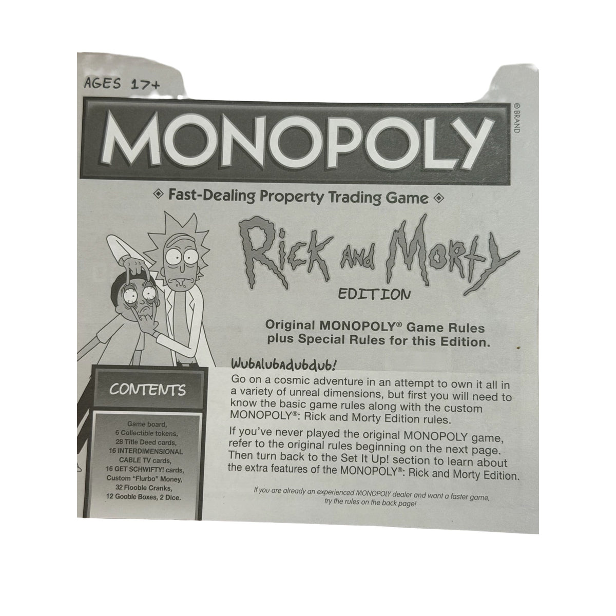 2016 Monopoly Rick and Morty Edition USAopoly Adult Board Game Appears Complete