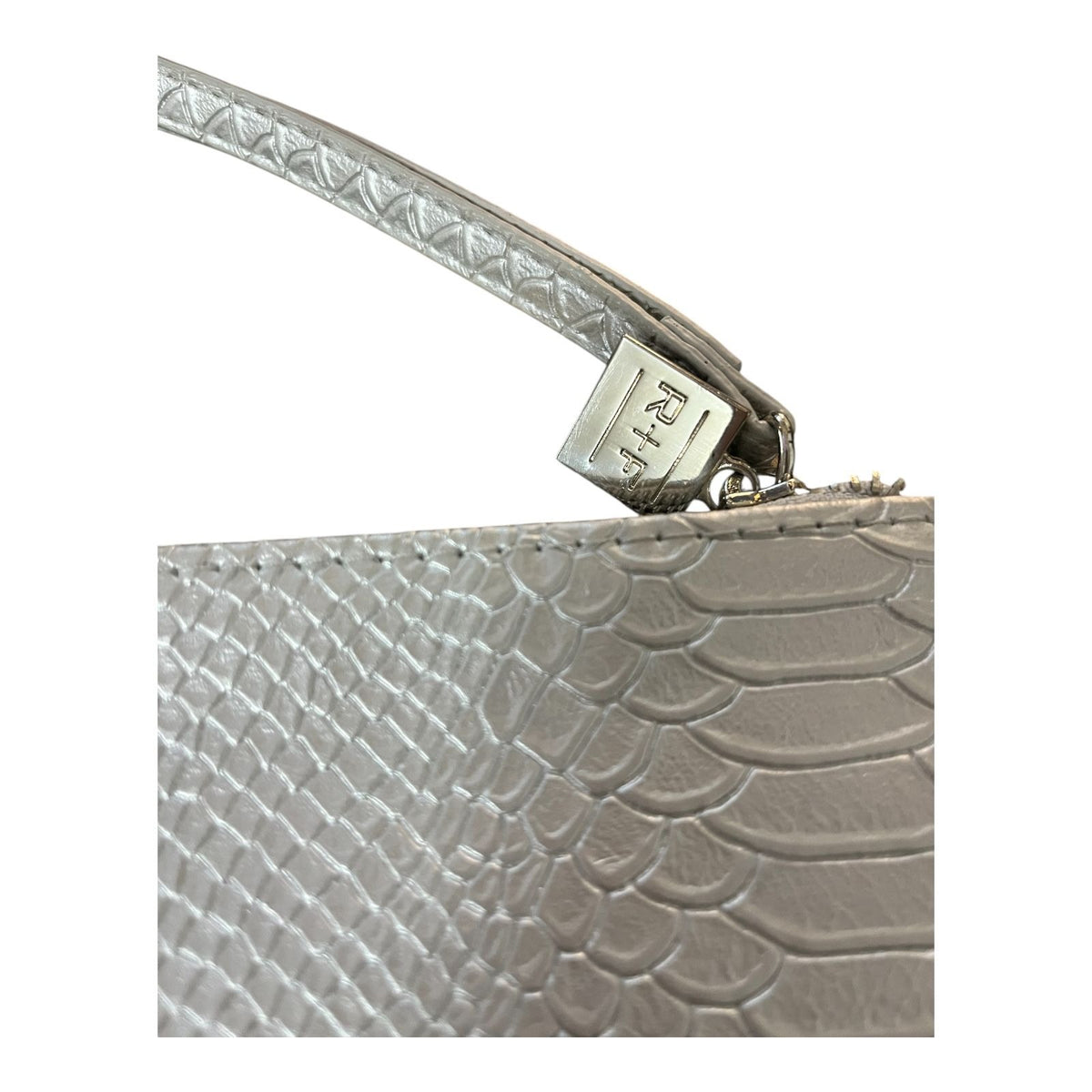 Rodan + Fields Silver Faux Snakeskin Wristlet Clutch Cosmetic Bag 7"
