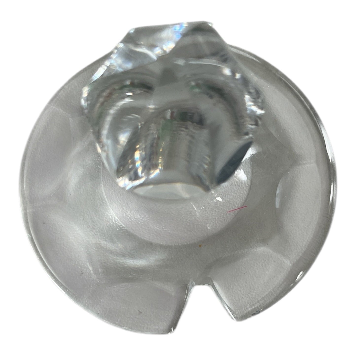 VTG Cut Crystal Condiment Jar with Spoon Notch – Footed Bohemian Style – Molded Script Mark