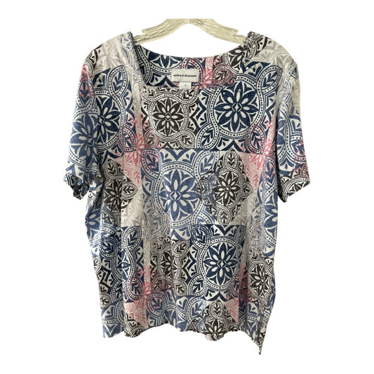 Alfred Dunner Women’s XL Top – Multicolor Tile Print Short Sleeve Shirt