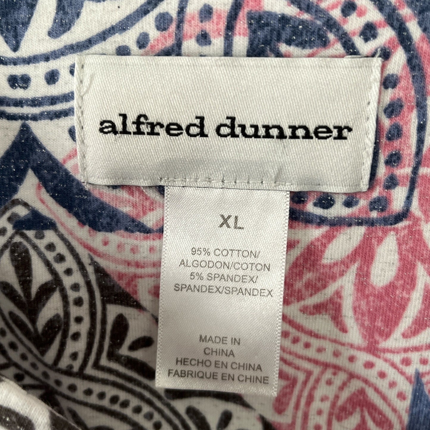 Alfred Dunner Women’s XL Top – Multicolor Tile Print Short Sleeve Shirt