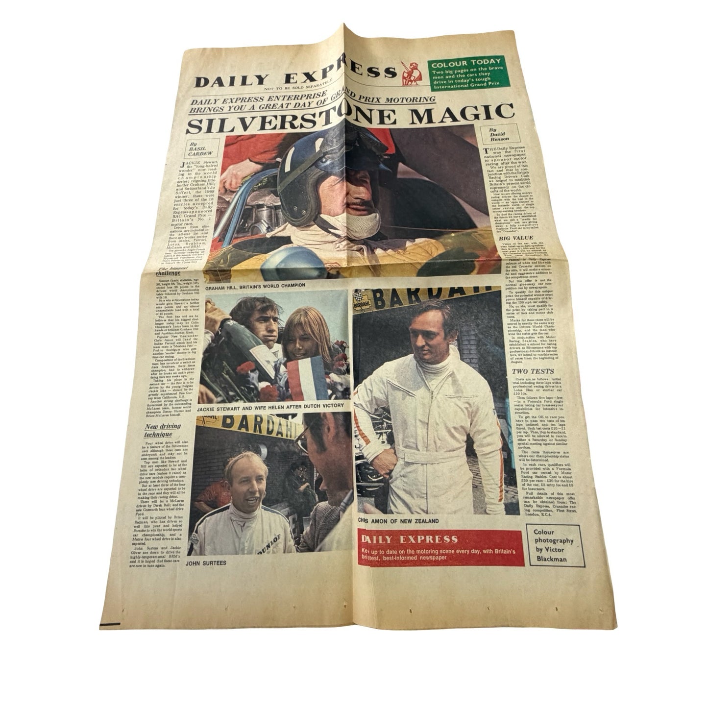 Vintage Daily Express Silverstone Magic Grand Prix Newspaper Supplement Jackie Stewart Graham Hill Formula One Racing
