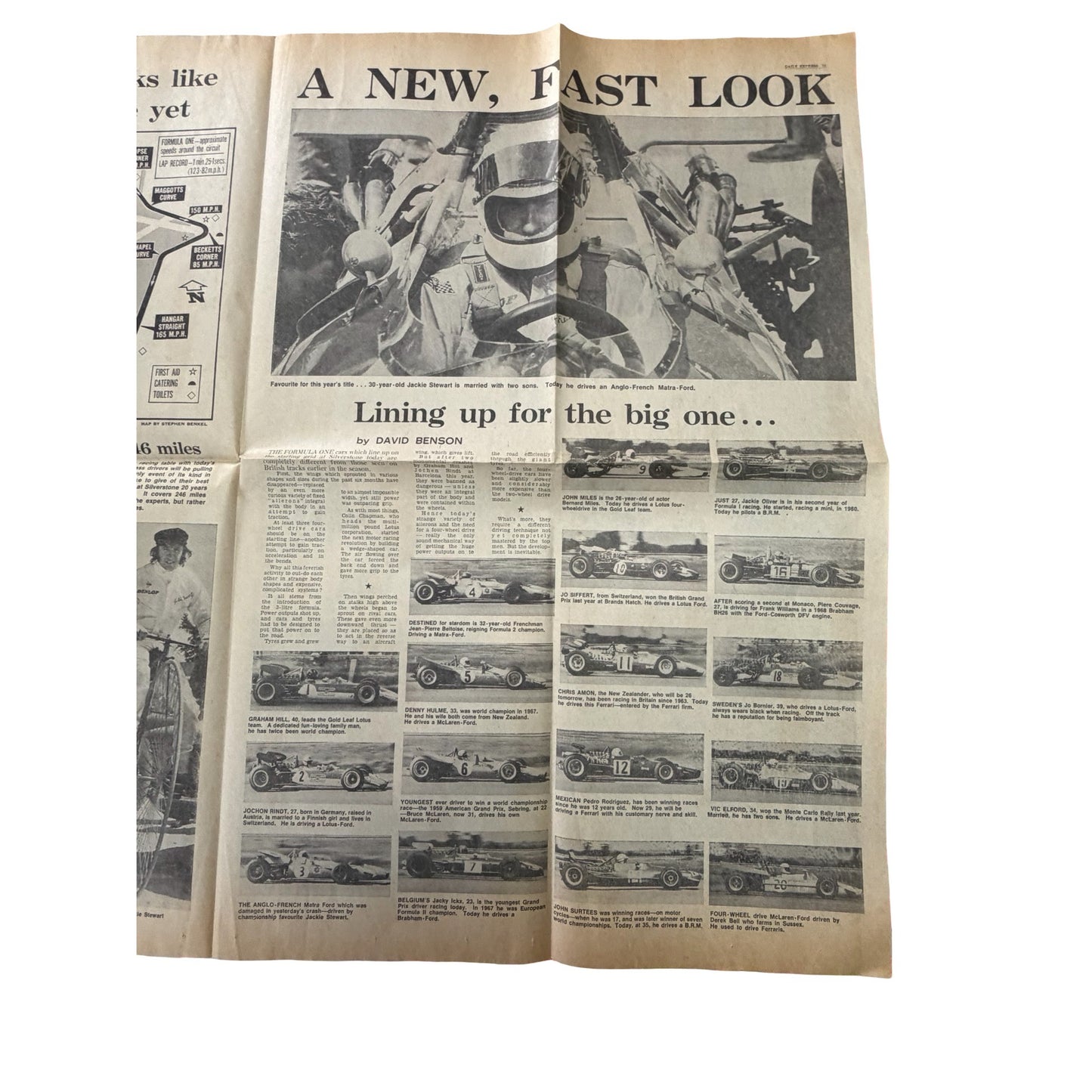 Vintage Daily Express Silverstone Magic Grand Prix Newspaper Supplement Jackie Stewart Graham Hill Formula One Racing