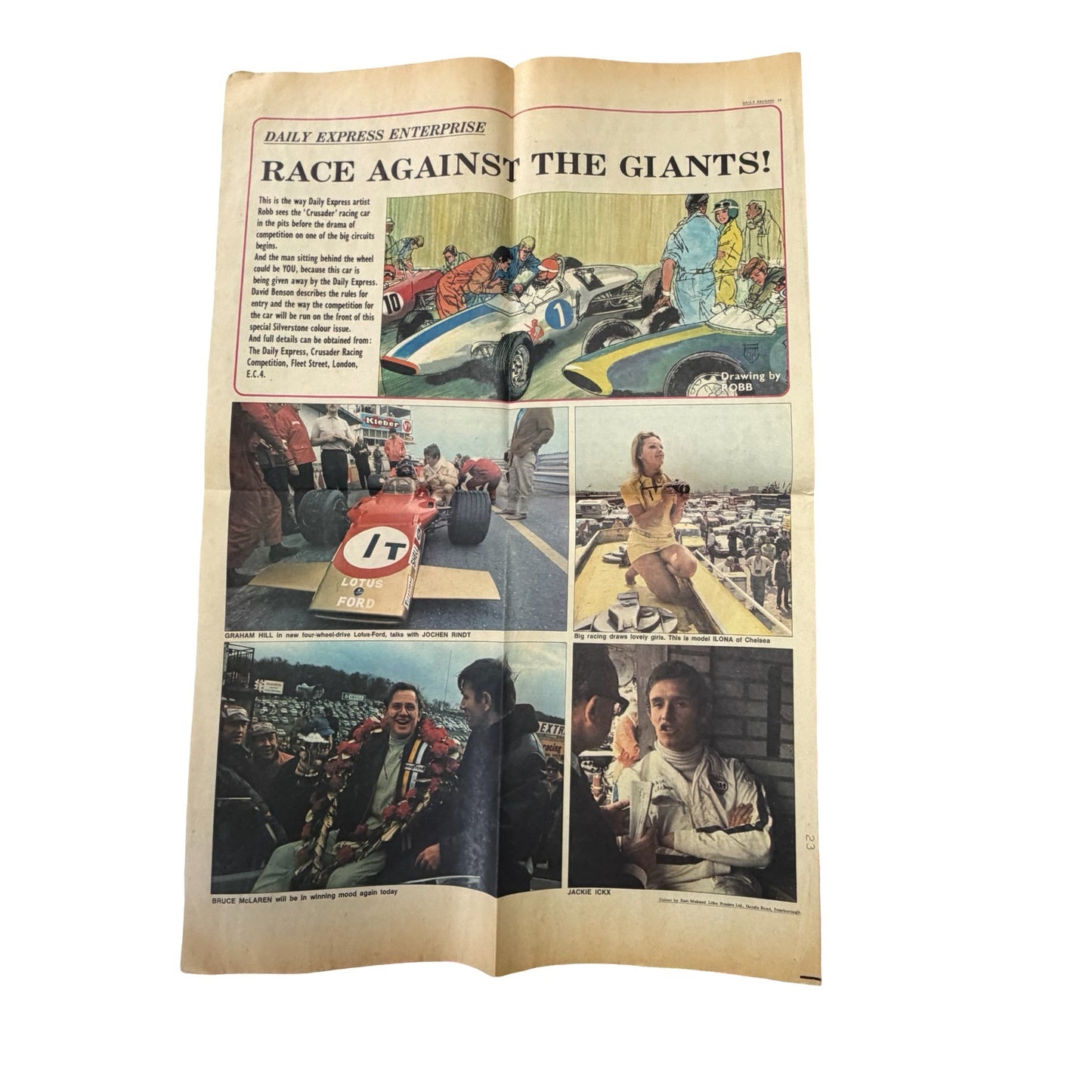 Vintage Daily Express Silverstone Magic Grand Prix Newspaper Supplement Jackie Stewart Graham Hill Formula One Racing