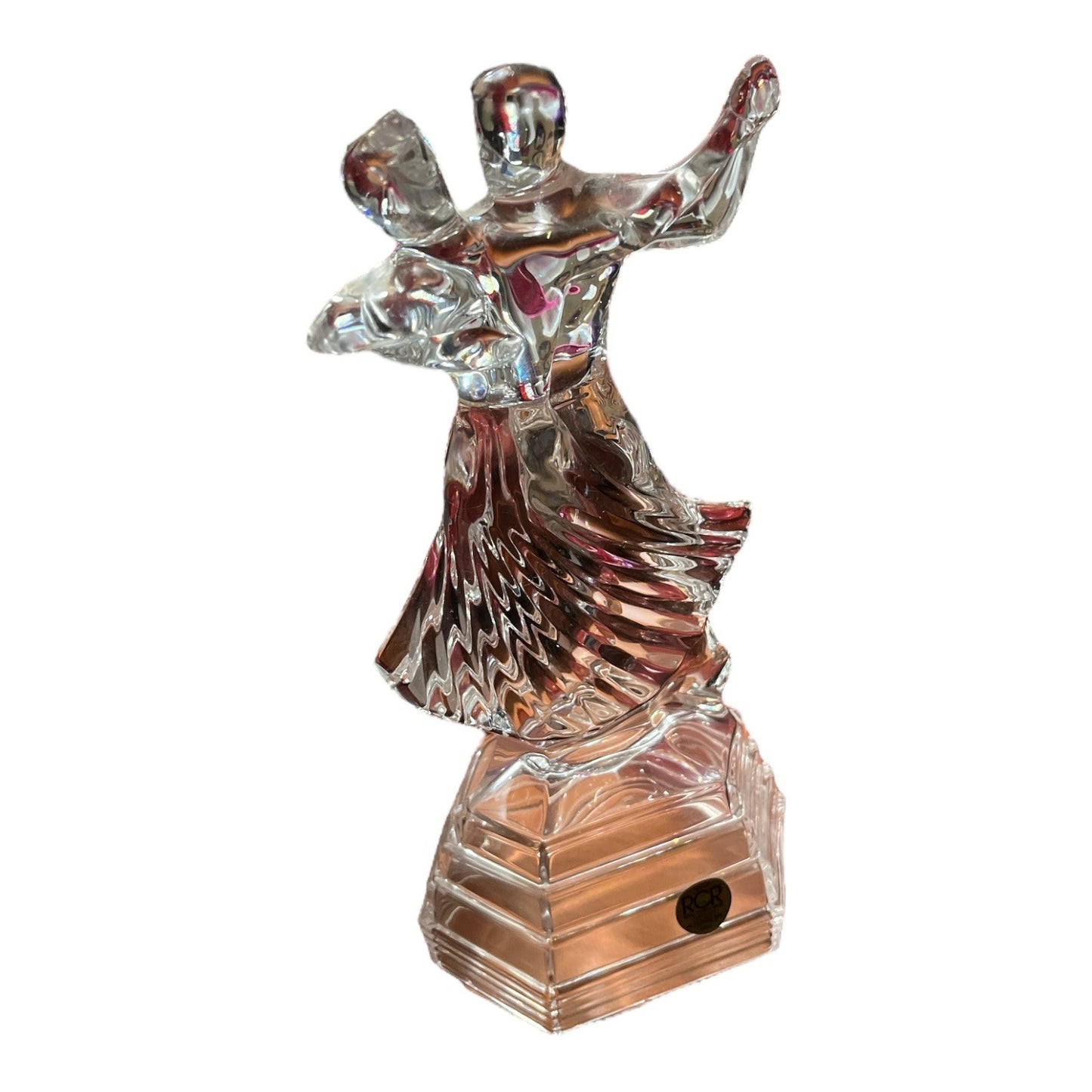 Vintage RCR Royal Crystal Rock Dancing Couple Figurine – 24% Lead Crystal – Italy – 1980s