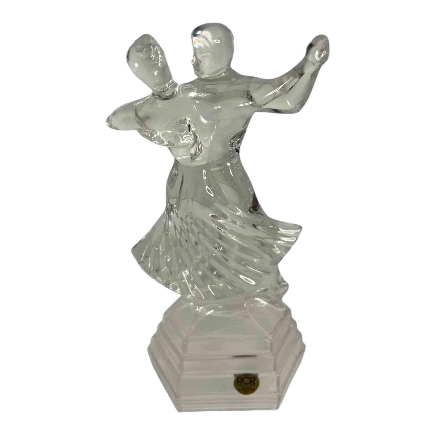Vintage RCR Royal Crystal Rock Dancing Couple Figurine – 24% Lead Crystal – Italy – 1980s