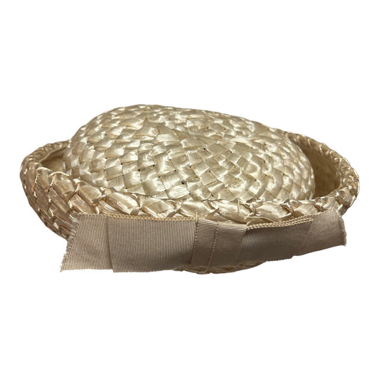 Vintage Women’s Straw Hat – Union Made USA – Woven Raffia with Ribbon