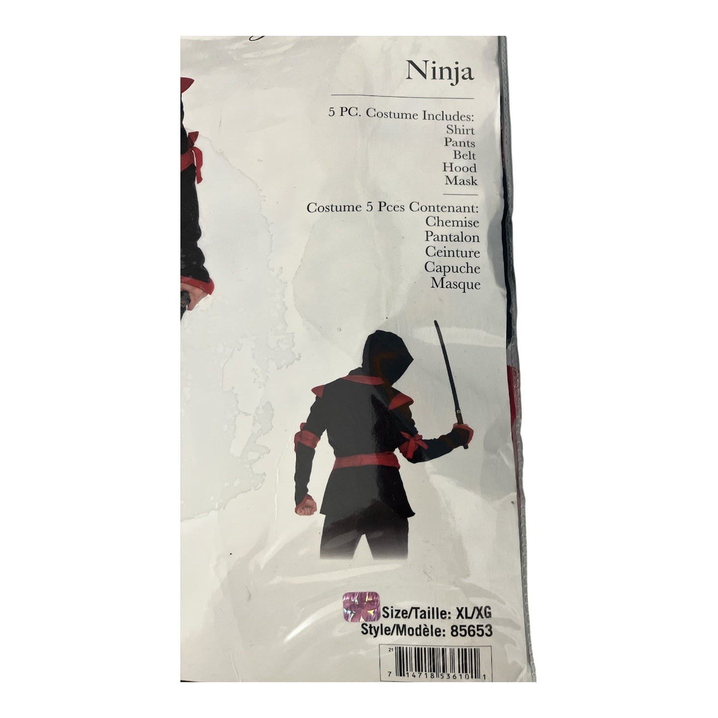 Leg Avenue Ninja Costume XL 5pc Set Shirt Pants Belt Hood Mask Nunchaku