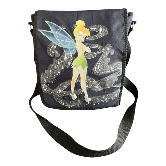 Vtg Disney Tinker Bell Neverland Messenger Bag – Navy Blue – Glitter Design – Adjustable Strap