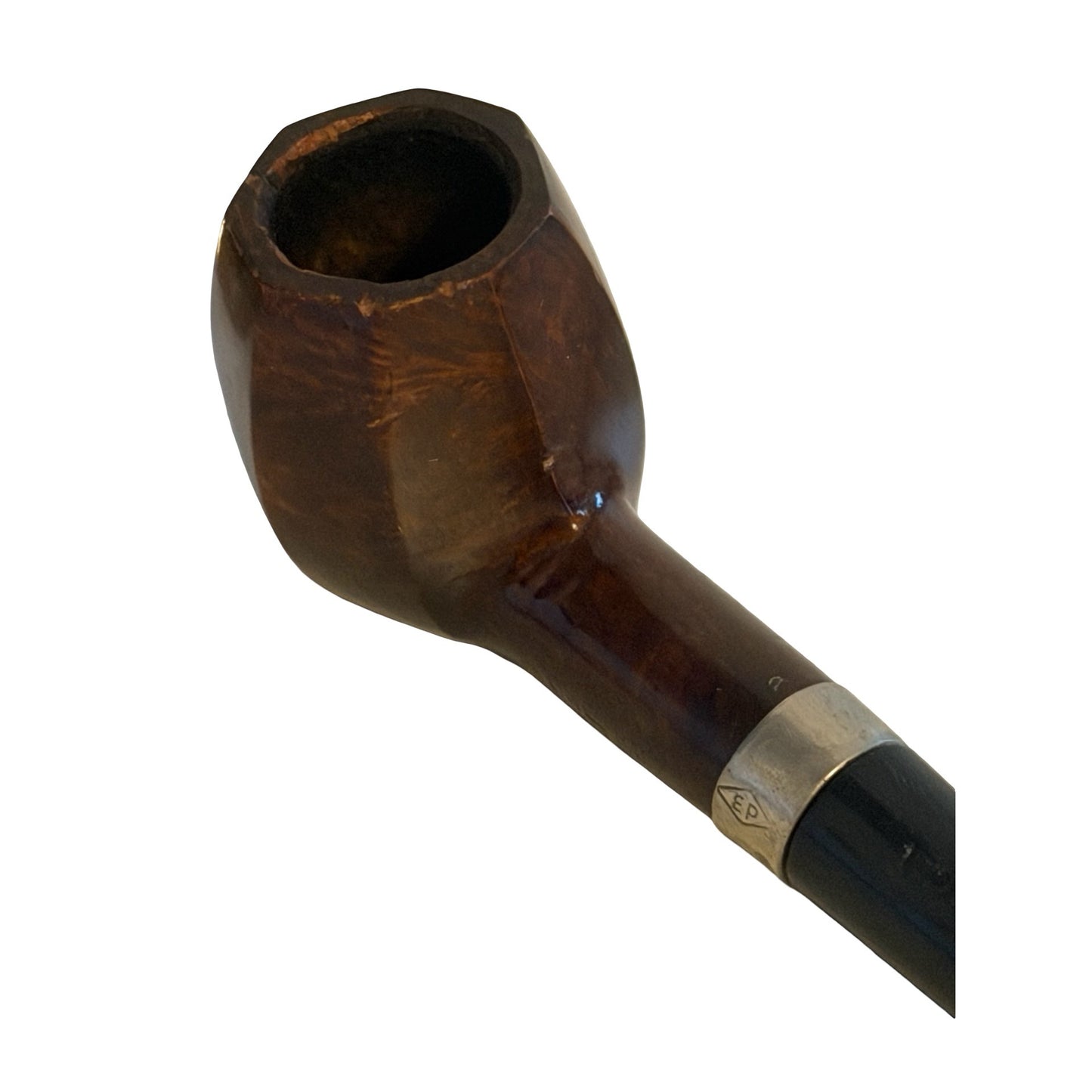 Vintage Faceted Briar Smoking Pipe Long Stem 11 Inch Estate Pipe