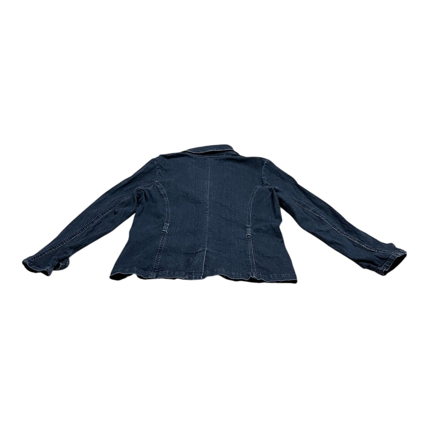Dockers Women’s Denim Blazer Jacket Size L – Dark Wash, 4-Pocket Utility Style, 2000s Y2K