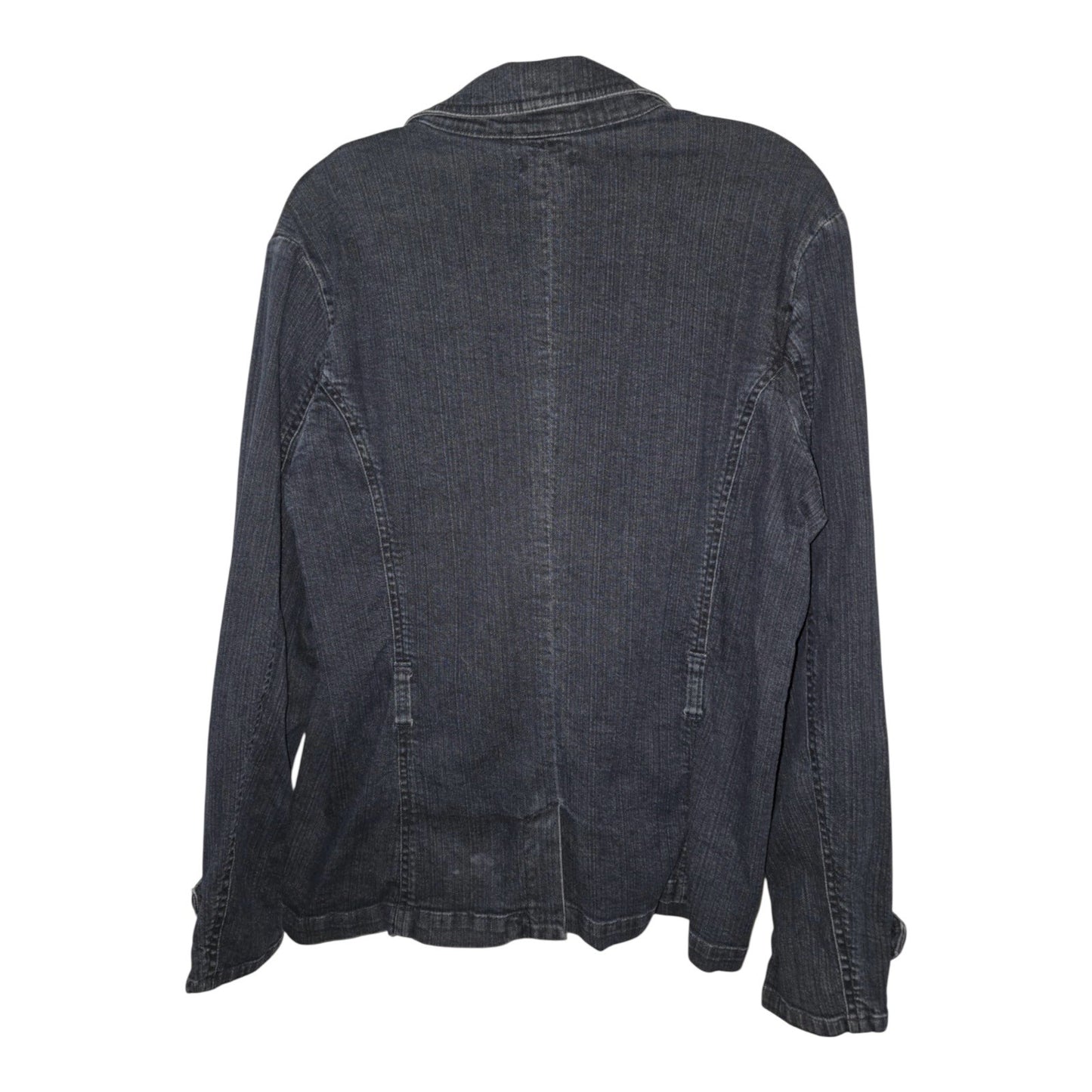 Dockers Women’s Denim Blazer Jacket Size L – Dark Wash, 4-Pocket Utility Style, 2000s Y2K