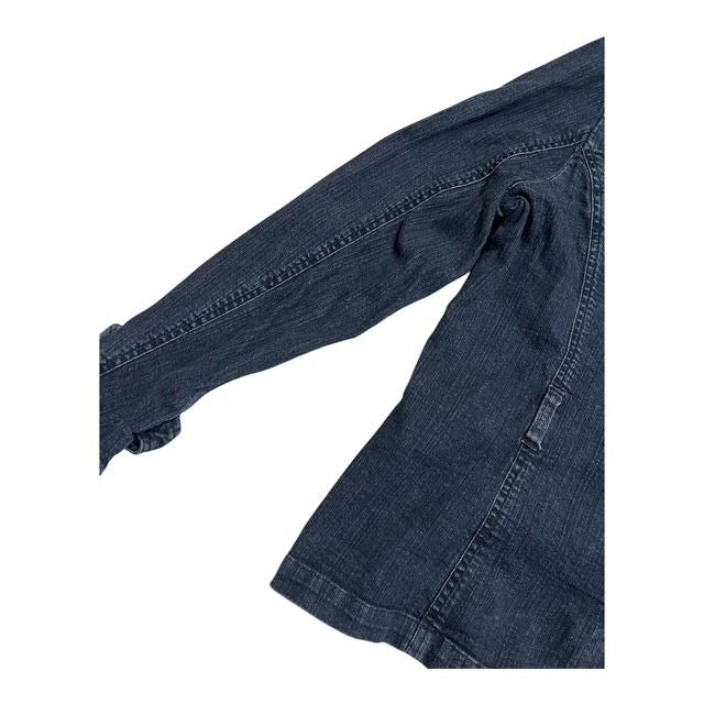 Dockers Women’s Denim Blazer Jacket Size L – Dark Wash, 4-Pocket Utility Style, 2000s Y2K
