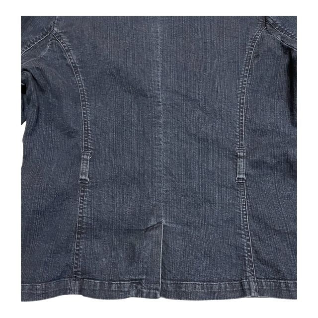 Dockers Women’s Denim Blazer Jacket Size L – Dark Wash, 4-Pocket Utility Style, 2000s Y2K