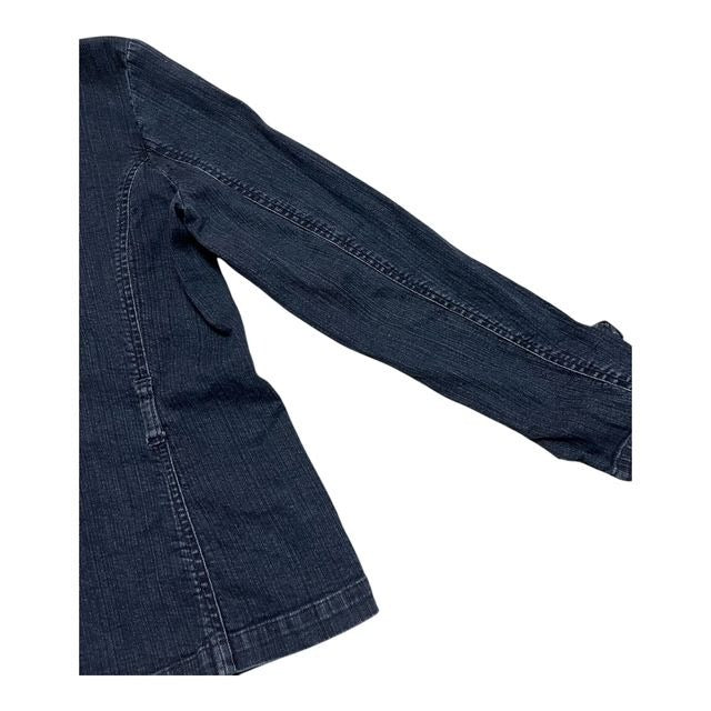 Dockers Women’s Denim Blazer Jacket Size L – Dark Wash, 4-Pocket Utility Style, 2000s Y2K