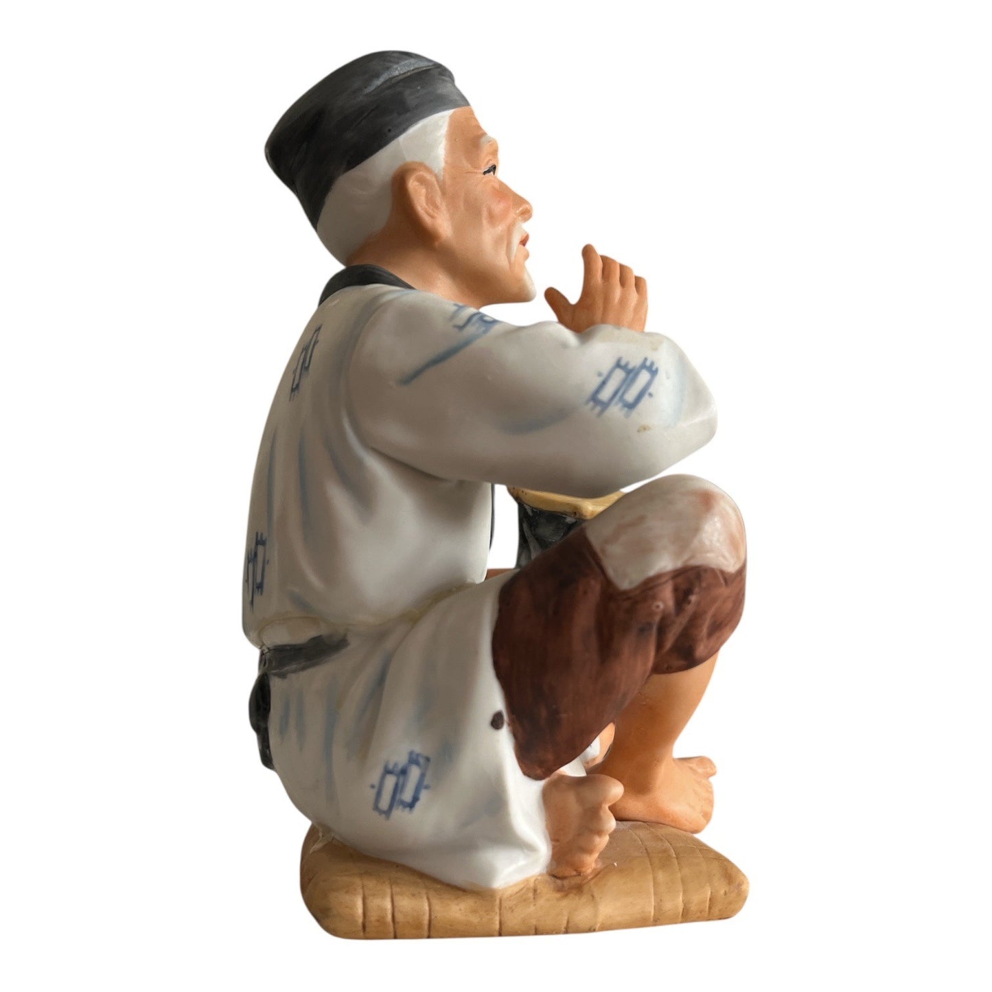 Vintage HOMCO Oriental Musician Figurine Taiwan Porcelain Seated Drum Player Repaired