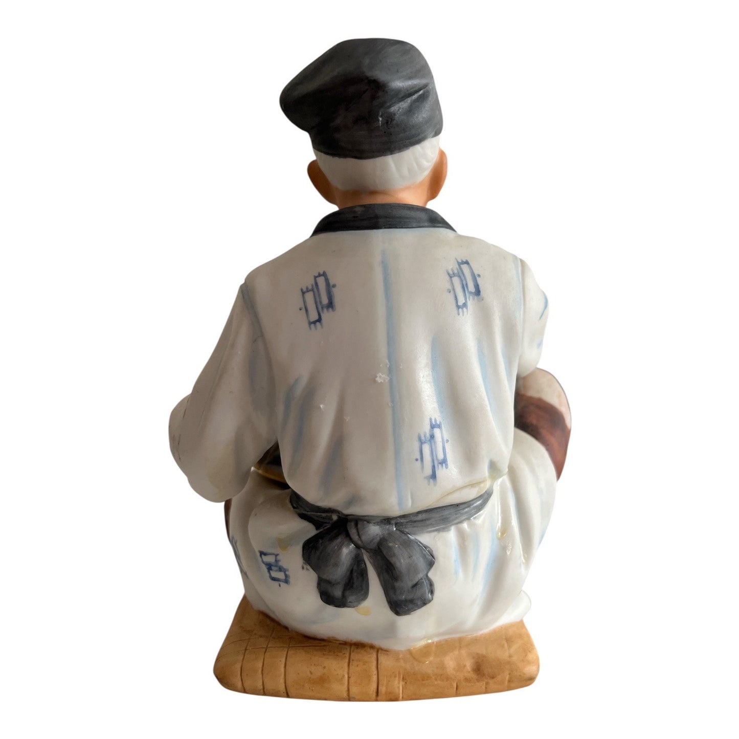 Vintage HOMCO Oriental Musician Figurine Taiwan Porcelain Seated Drum Player Repaired