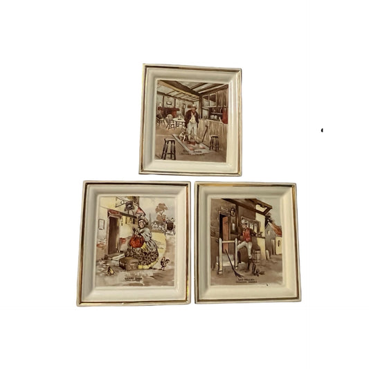 Vintage Charles Dickens Character Plates Set of 3 Bill Sikes Sam Weller Sairey Gamp England Wall Decor
