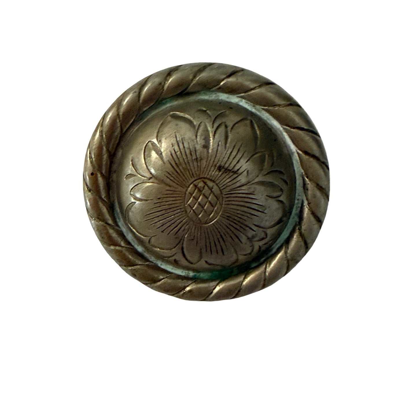 Vintage Floral Concho Belt Buckle Round Western Rope Edge Metal Concho