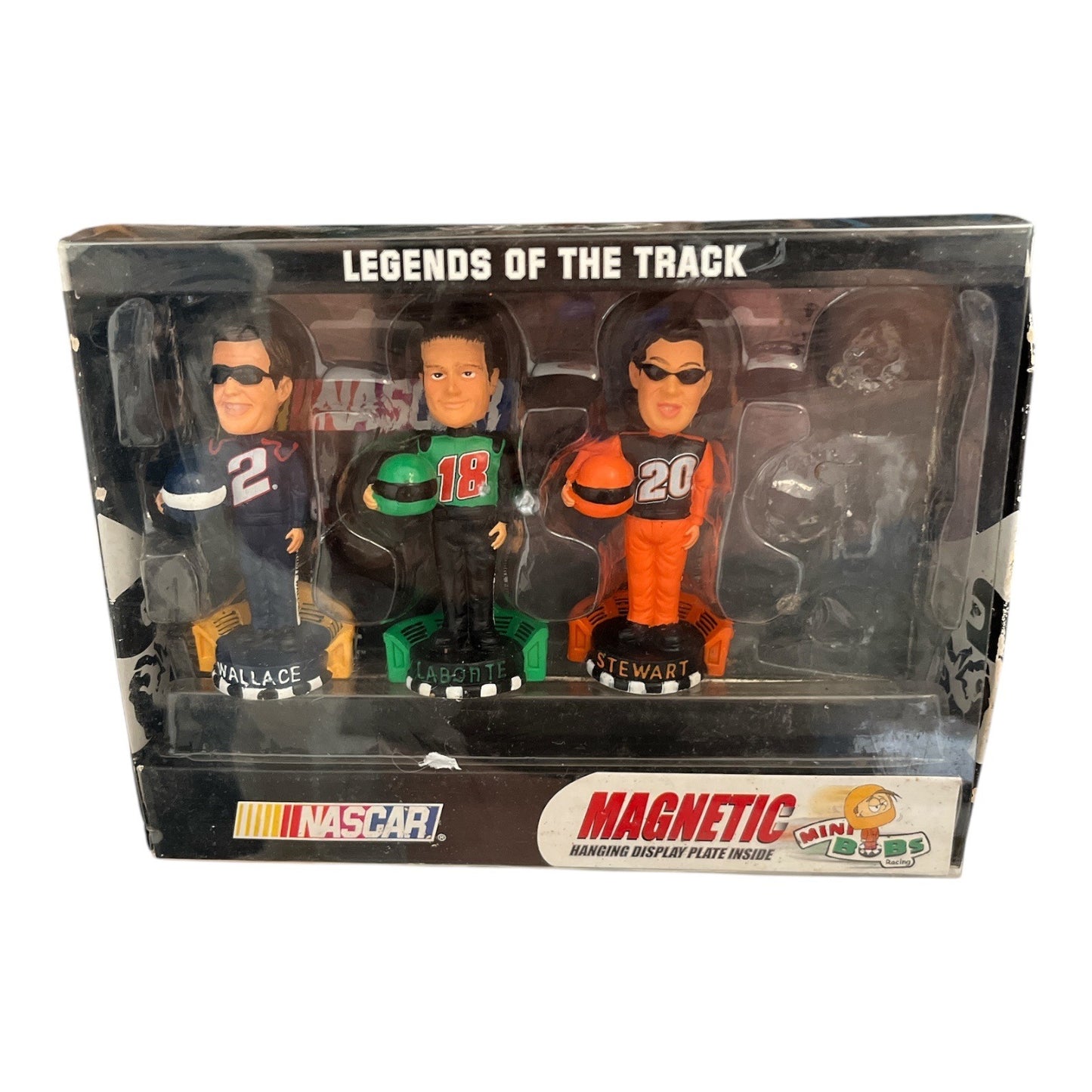 2002 NASCAR Legends of the Track Mini Bobs Wallace Labonte Stewart Figures Set Missing One