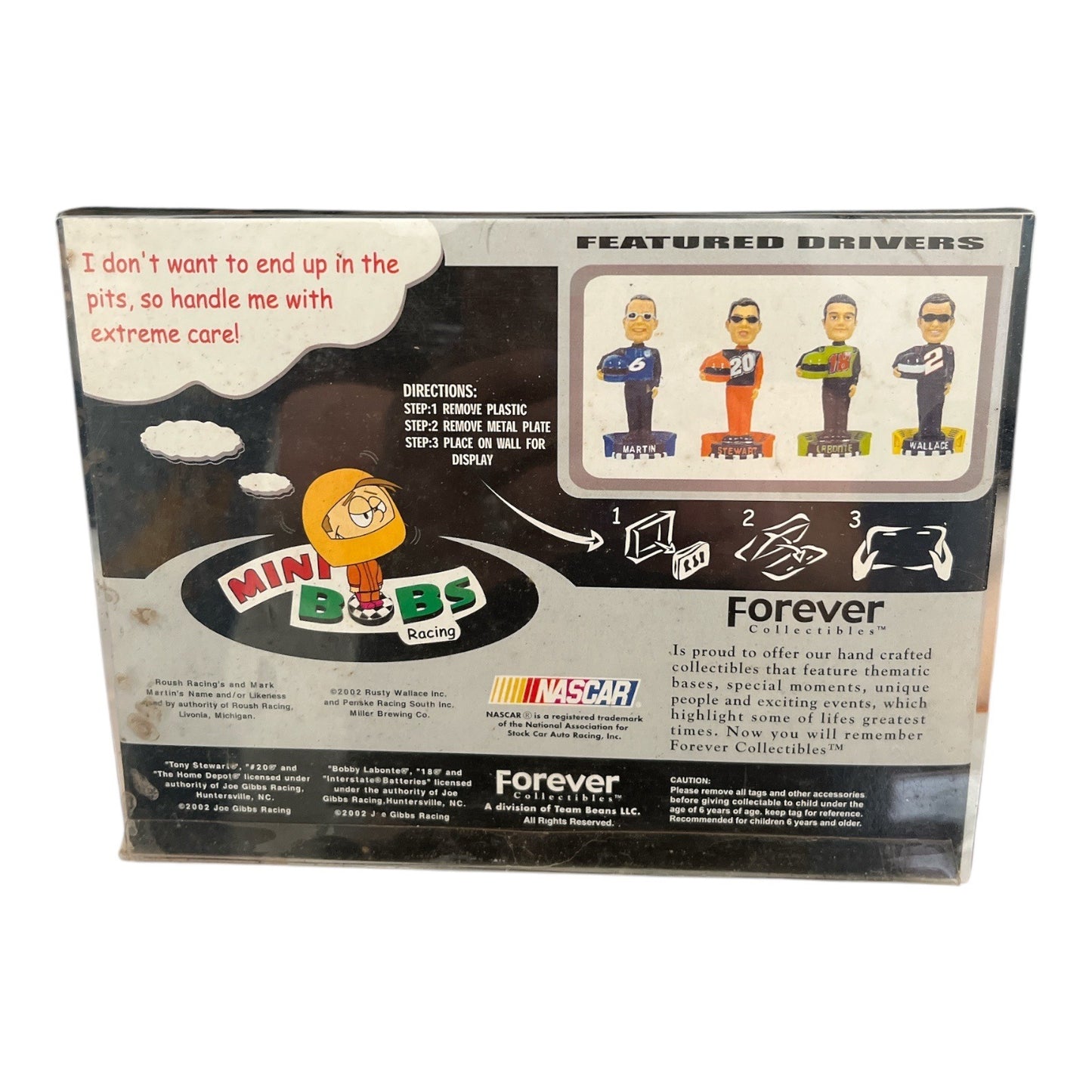 2002 NASCAR Legends of the Track Mini Bobs Wallace Labonte Stewart Figures Set Missing One