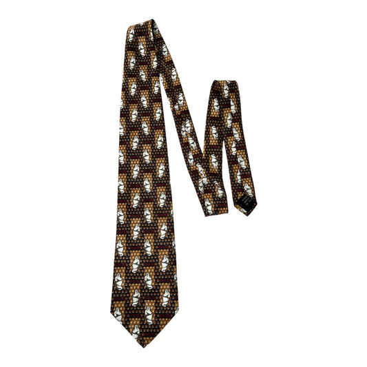 Vtg Coca-Cola Polar Bear Tie – Brown Geometric Pattern – Made in Korea