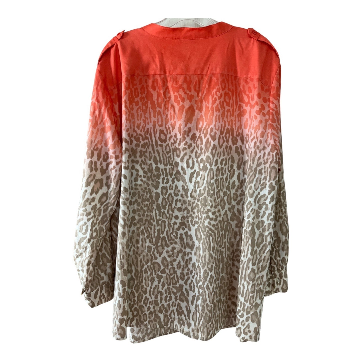 Calvin Klein Women’s Blouse – Ombre Coral Beige Animal Print – Size L – Flaw