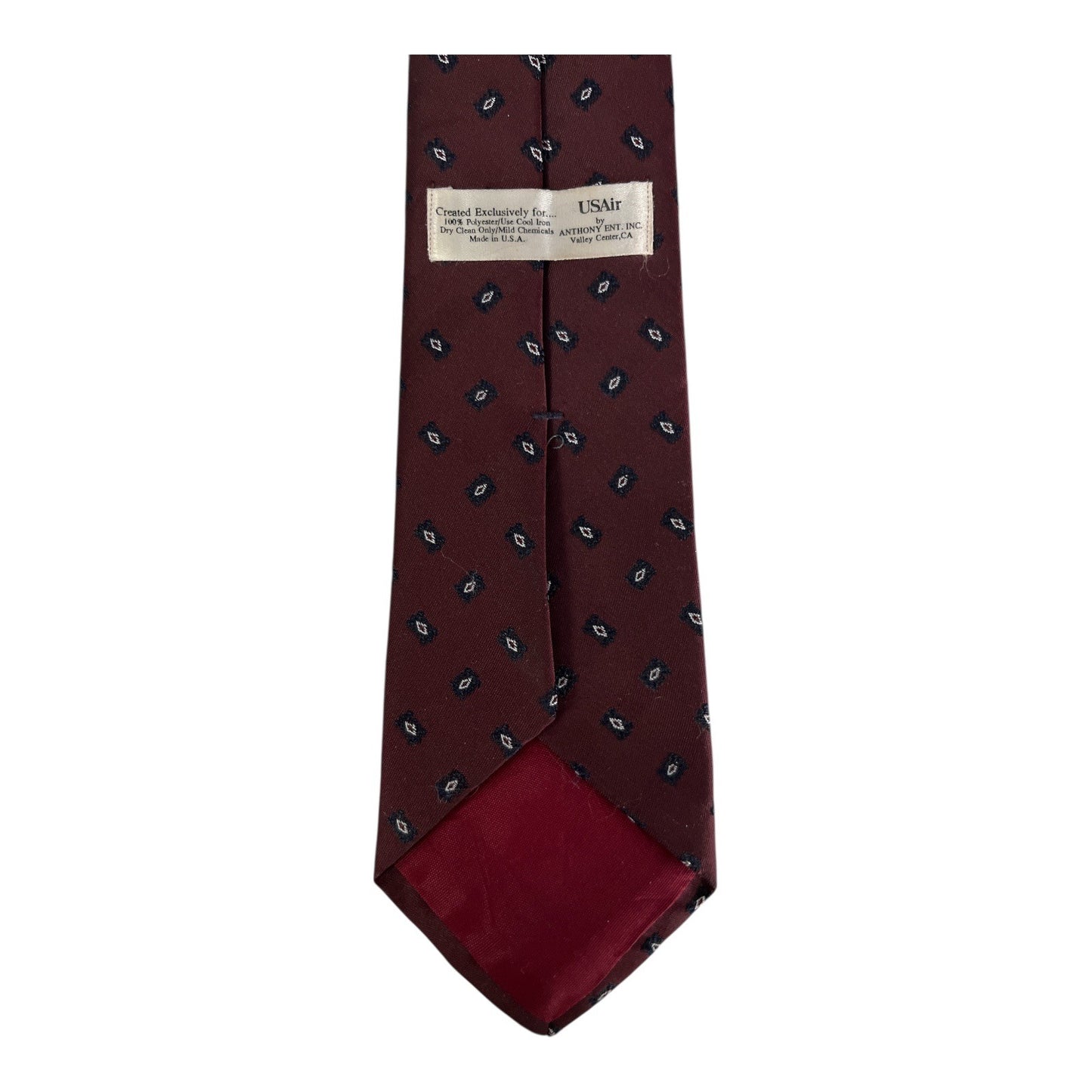 Vintage USAir Burgundy Geometric Necktie – Made in USA by Anthony Ent. – 57x3