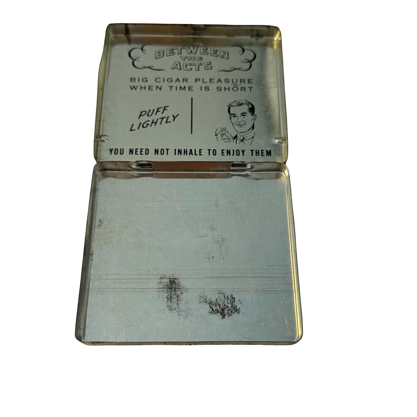 Vintage Between The Acts Little Cigars Tin P Lorillard Tobacco Advertising Hinged Metal Case 1930s