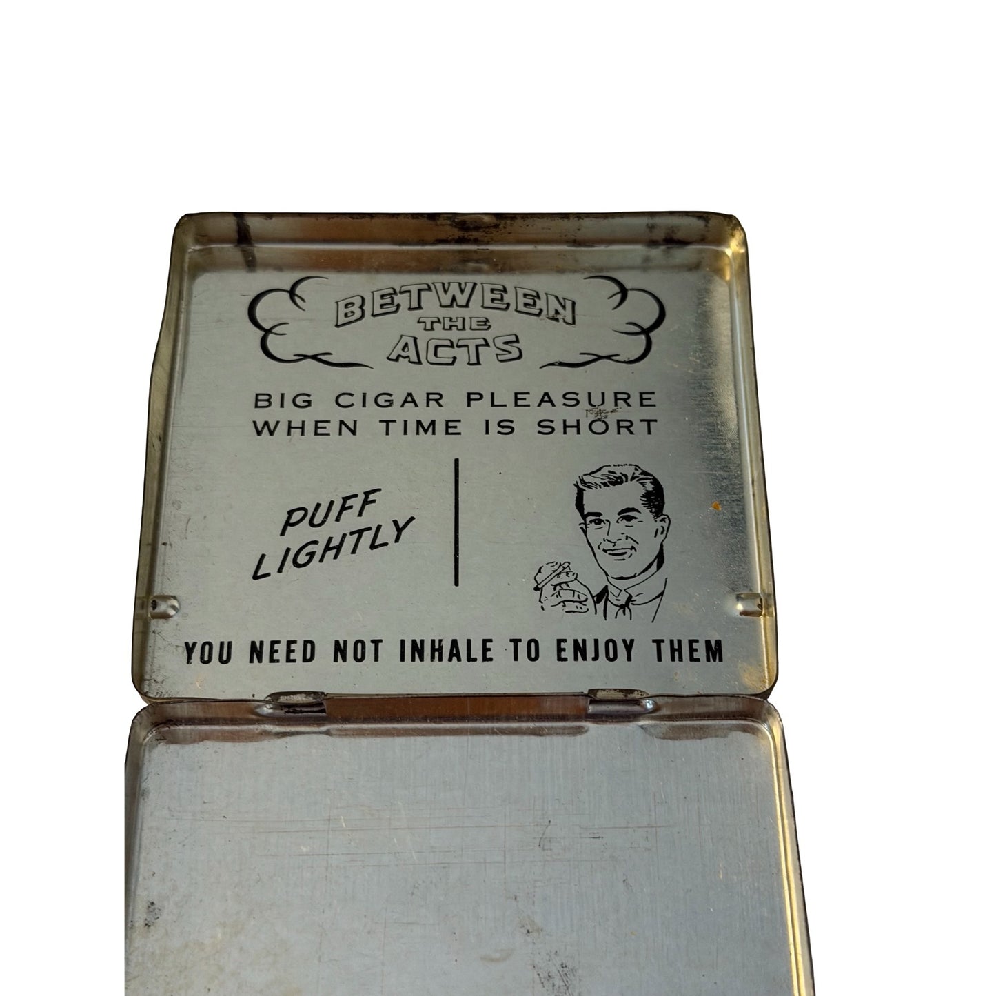 Vintage Between The Acts Little Cigars Tin P Lorillard Tobacco Advertising Hinged Metal Case 1930s