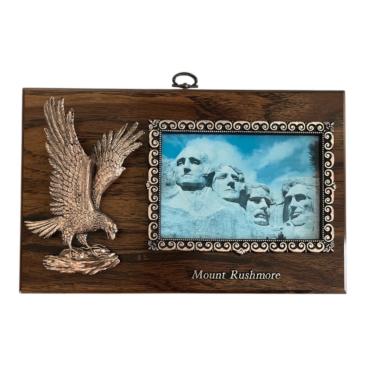Vintage Mount Rushmore Wall Plaque Eagle Metal Relief Made in Canada 11x7