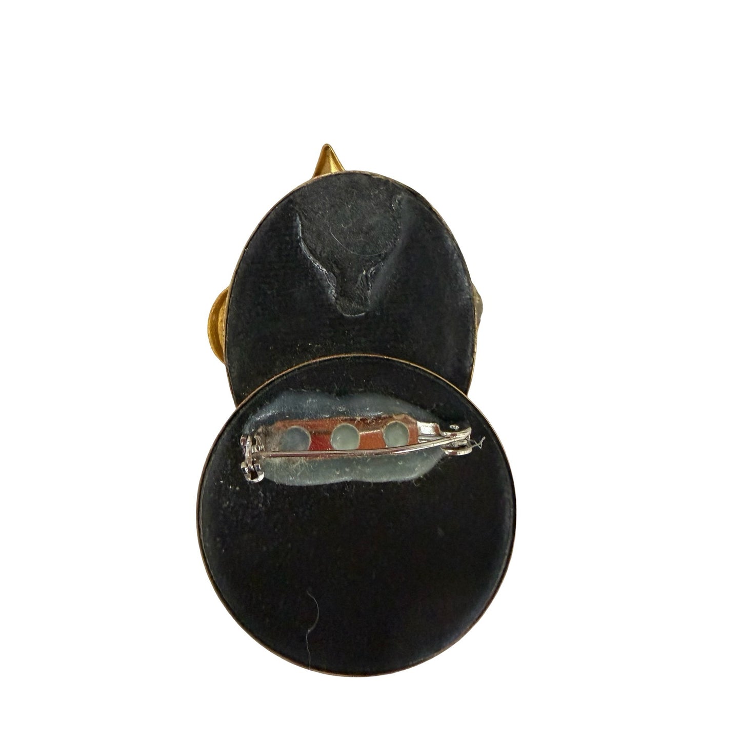 Vintage Fleur De Lis Brooch Layered Black Red Gold Tone Heraldic Statement Pin