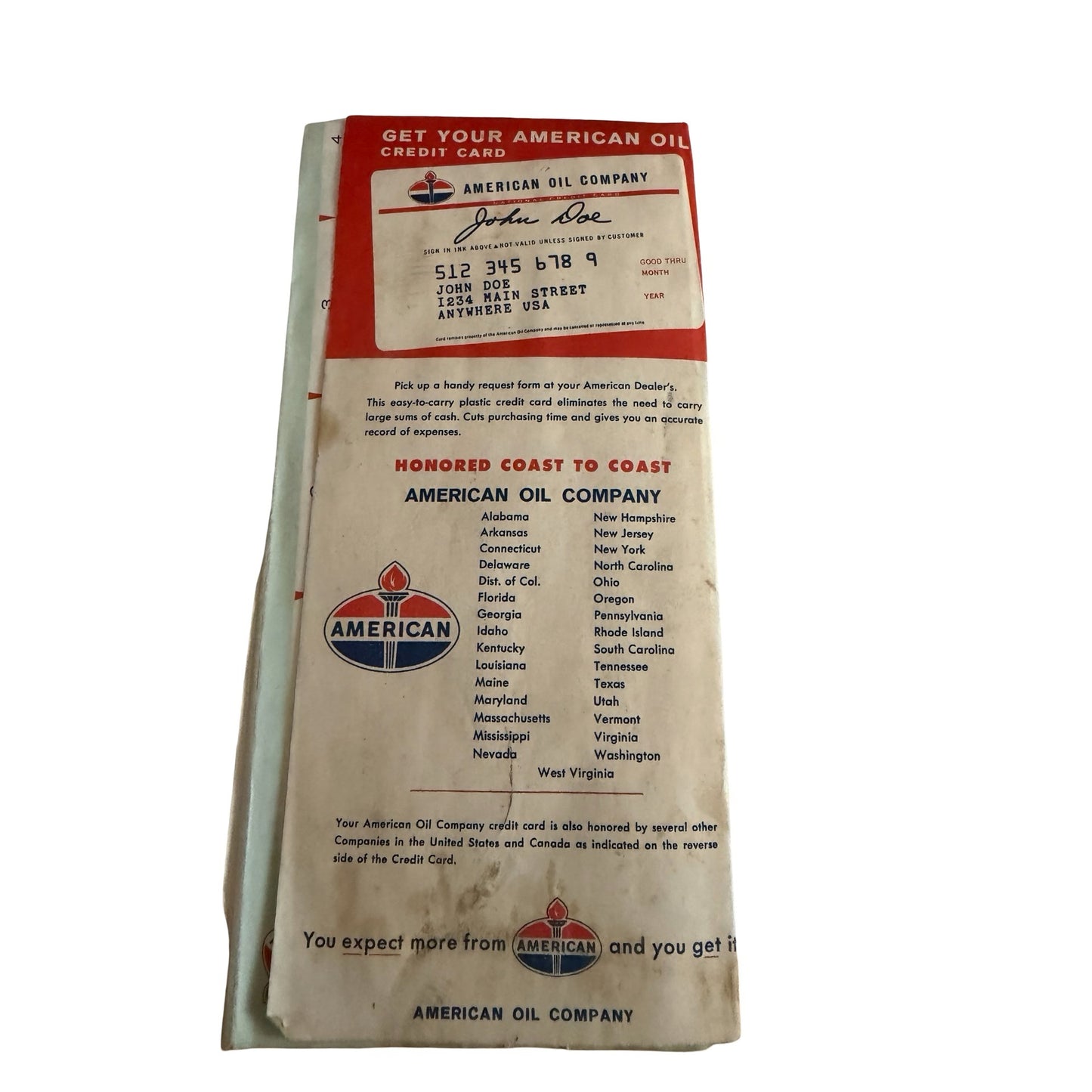 Vintage American Oil Company Pennsylvania Road Map Travel Guide Gas Station Map
