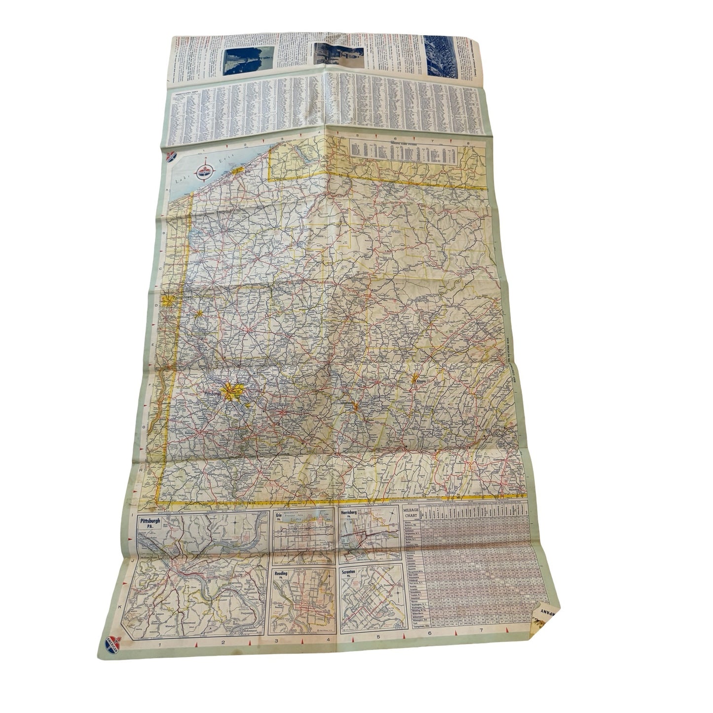Vintage American Oil Company Pennsylvania Road Map Travel Guide Gas Station Map