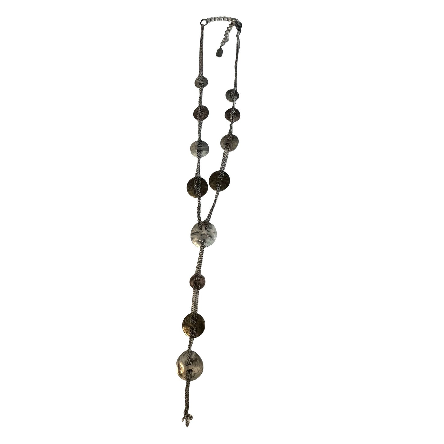 Vintage Mixed Metal Disc Necklace Adjustable 16” Boho Minimalist Layering Chain Jewelry