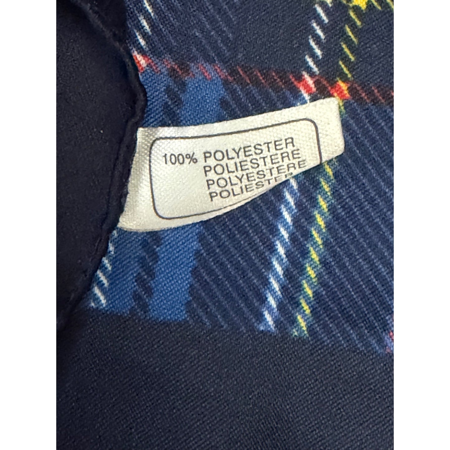 Vintage Blue Plaid Tartan Scarf Handkerchief Pocket Square 20 Inch