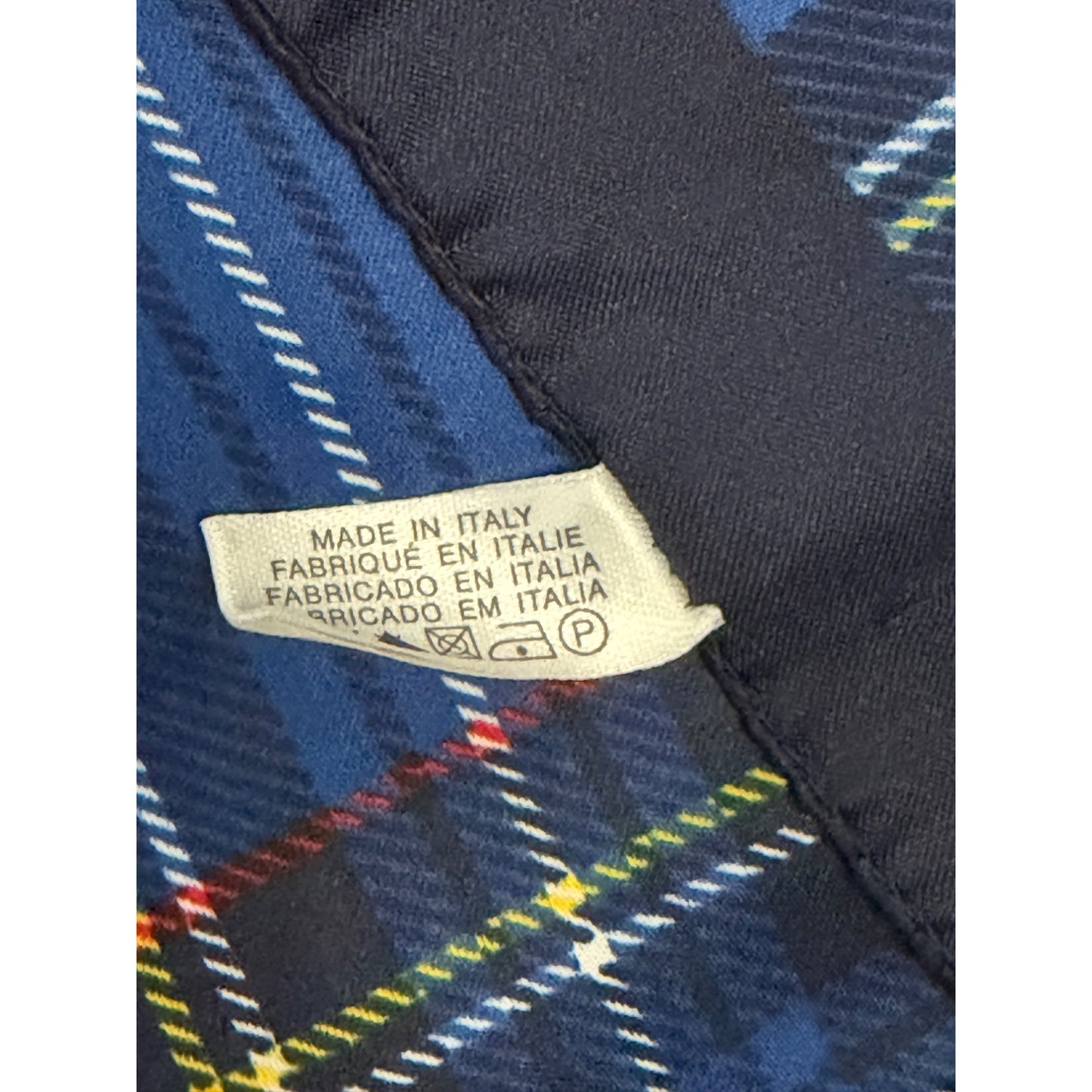 Vintage Blue Plaid Tartan Scarf Handkerchief Pocket Square 20 Inch