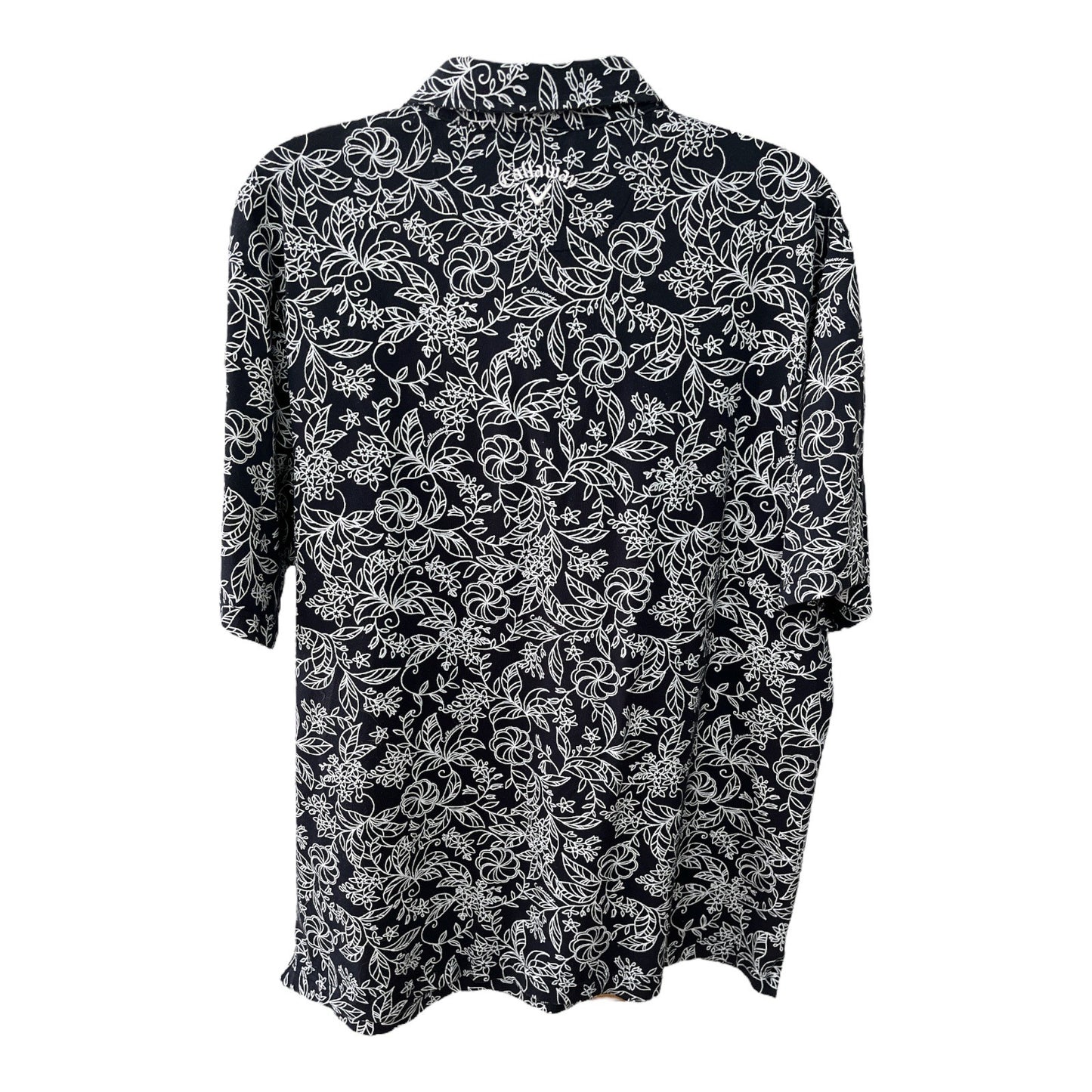 Callaway Men’s 3L Black Quick-Dry Golf Shirt Floral Print Cotton Blend