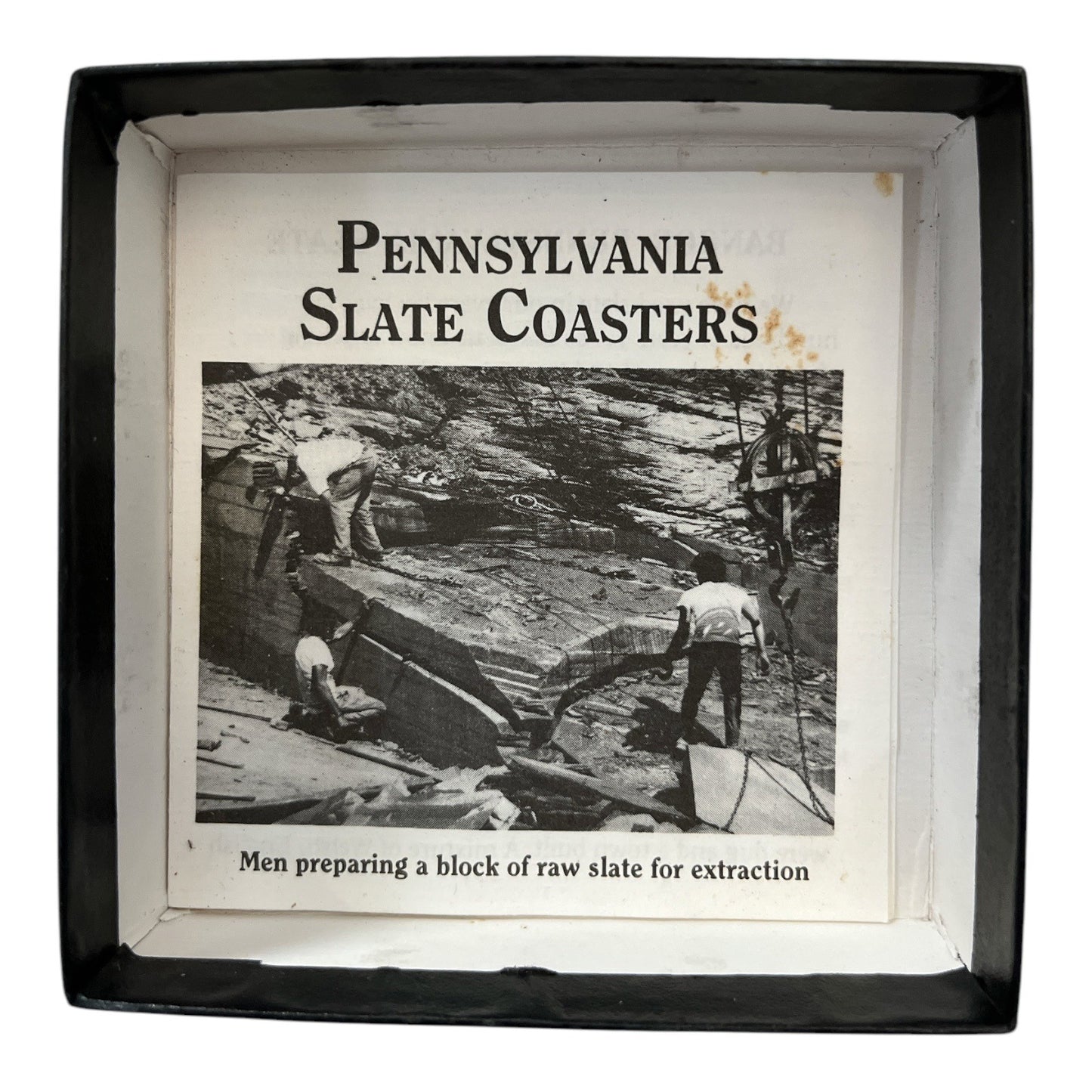 Pennsylvania Slate Coasters Welcome Friends Gold Design Capozzolo Brothers Set of 3 Vintage Rustic